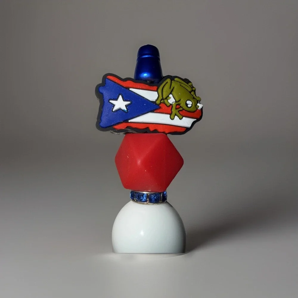 Puerto Rico Custom Handmade Beaded Pen PR Map Flag Coqui Blue Ink Retractable